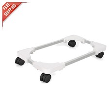 White Mobile Computer Tower Stand - Adjustable with 4 Casters for Easy Movement