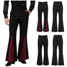 Men Flare Pants Salsa Bell-Bottom Competition Latin Dance Rumba Color-blocked