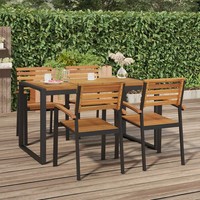 Gartentisch Akazie Massivholz U-Gestell Rechteckig 140X80X75 Cm