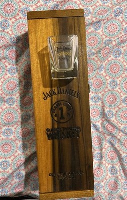 Jack Daniel's Wooden Display Box With Shot Glass