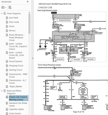 Ford F-250 1993 Wiring Diagram Color/Black/White w/Connectors