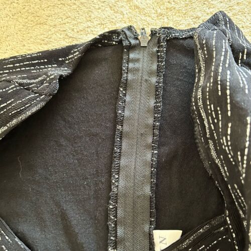 Lillie Rubin Large Black & White Sparkle Mesh Long Sleeve Top w Shoulder pads - Picture 10 of 15