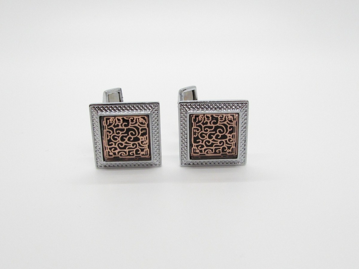 Nyoni Cotoure Cufflinks with Copper Line Designs View 3