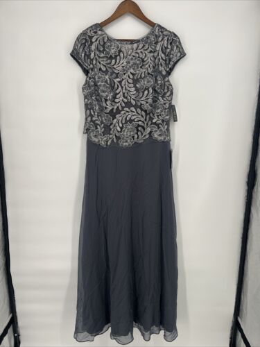 Alex Evenings Womens Size 6 Gray Sequin Evening Dress Gown Cocktail Formal New - Picture 3 of 11