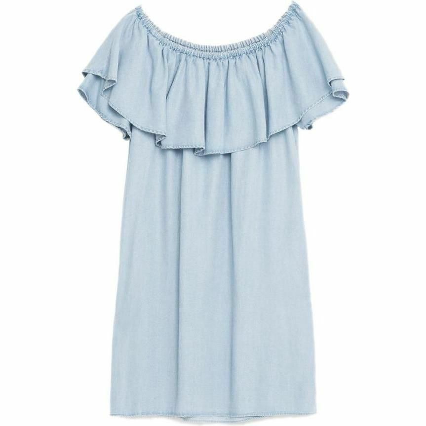 off the shoulder denim dress zara Zara Blue Denim Off Shoulder Side Zip Strapless Mini Dress Womens Size Large