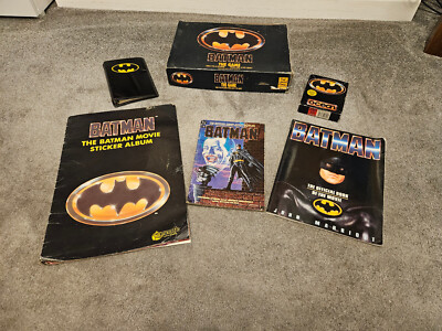 Rare 1989 Batman Collection Board Game Book Organizer C64 Tape Game Stickerbuch