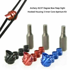 Archery 45/37 Degree Bow Peep Sight Hooked Housing 3 Inner Core Aperture Kit