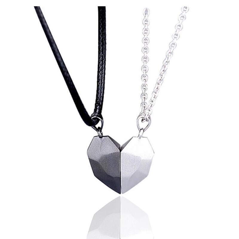 Juego de collar con imán de corazón para pareja-novio, novia, esposo, esposa, regalo