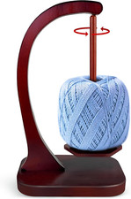 Wooden Yarn Holder Crocheting Knitting Magnetic Rotating Base Anti Slip Pads