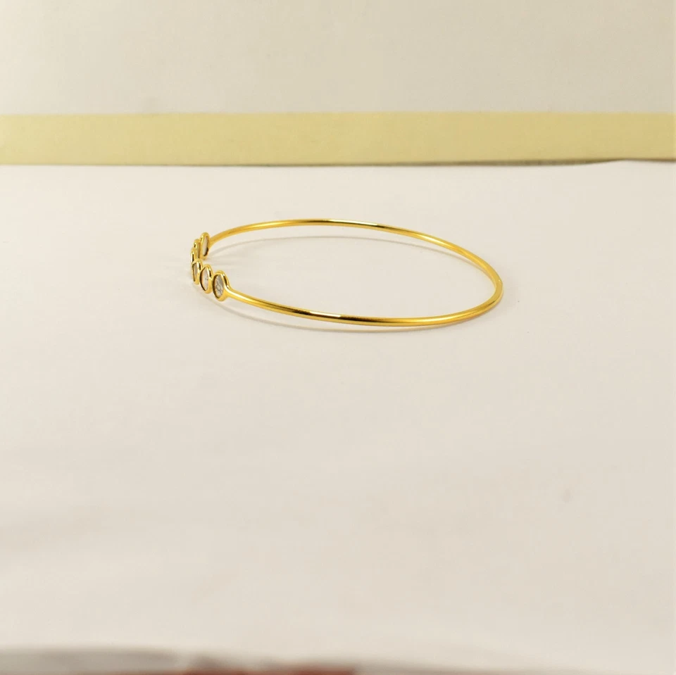 Brazalete de diamantes, plata de ley 925, chapado en oro, rebanada de diamante Polki Foto 4 de 4