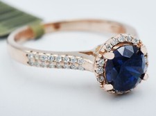 GENUINE 1.55 Cts BLUE WHITE SAPPHIRE RING .925 Sterling Silver - NEW WITH TAG