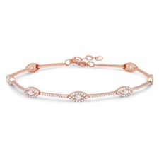 Diamond Marquise All Seeing Eye Bracelet 14K Rose Gold Natural Round Cut 0.88ct