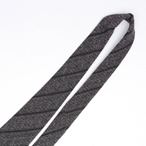Gladson Mens Wool Slub Silk Necktie Gray Black Stripe Weave Woven Tie Italy - Picture 4 of 8