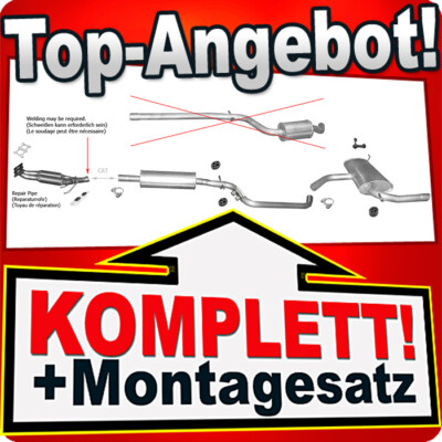 Auspuff für SEAT ALTEA (5P1) / LEON (1P1) 1.6 +Reparaturrohr Auspuffanlage
