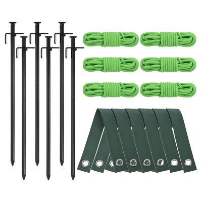 2Set Steel Tree Stake & Support Kit Young Tree Straightening Green, Grass Green
