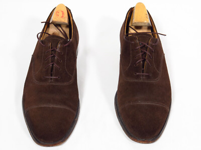 Crockett & Jones Dark Brown Calf Suede Connaught Straight Cap