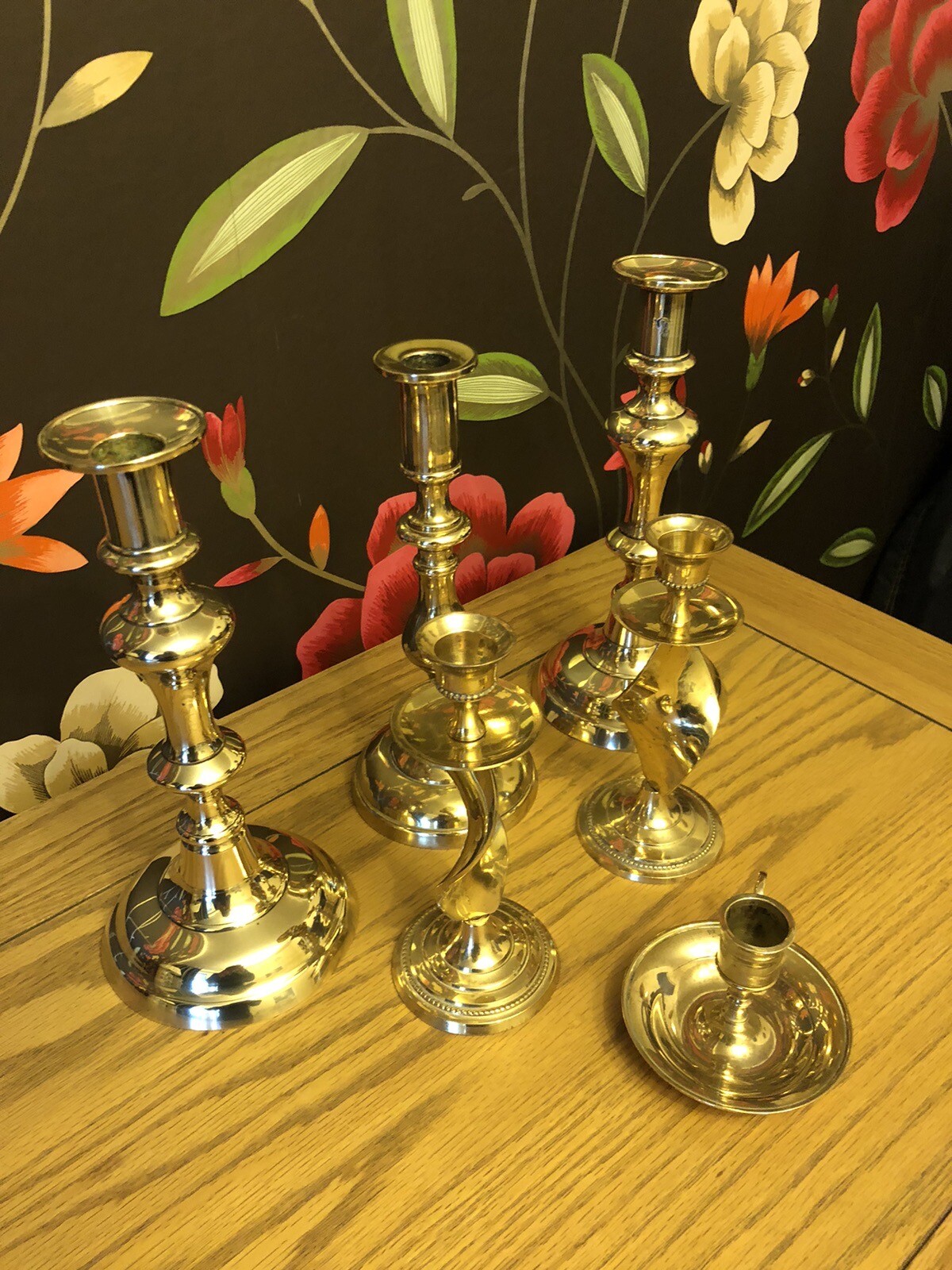 Vintage Brass Candlesticks Candleholders Job Lot of 6 Wedding / Home