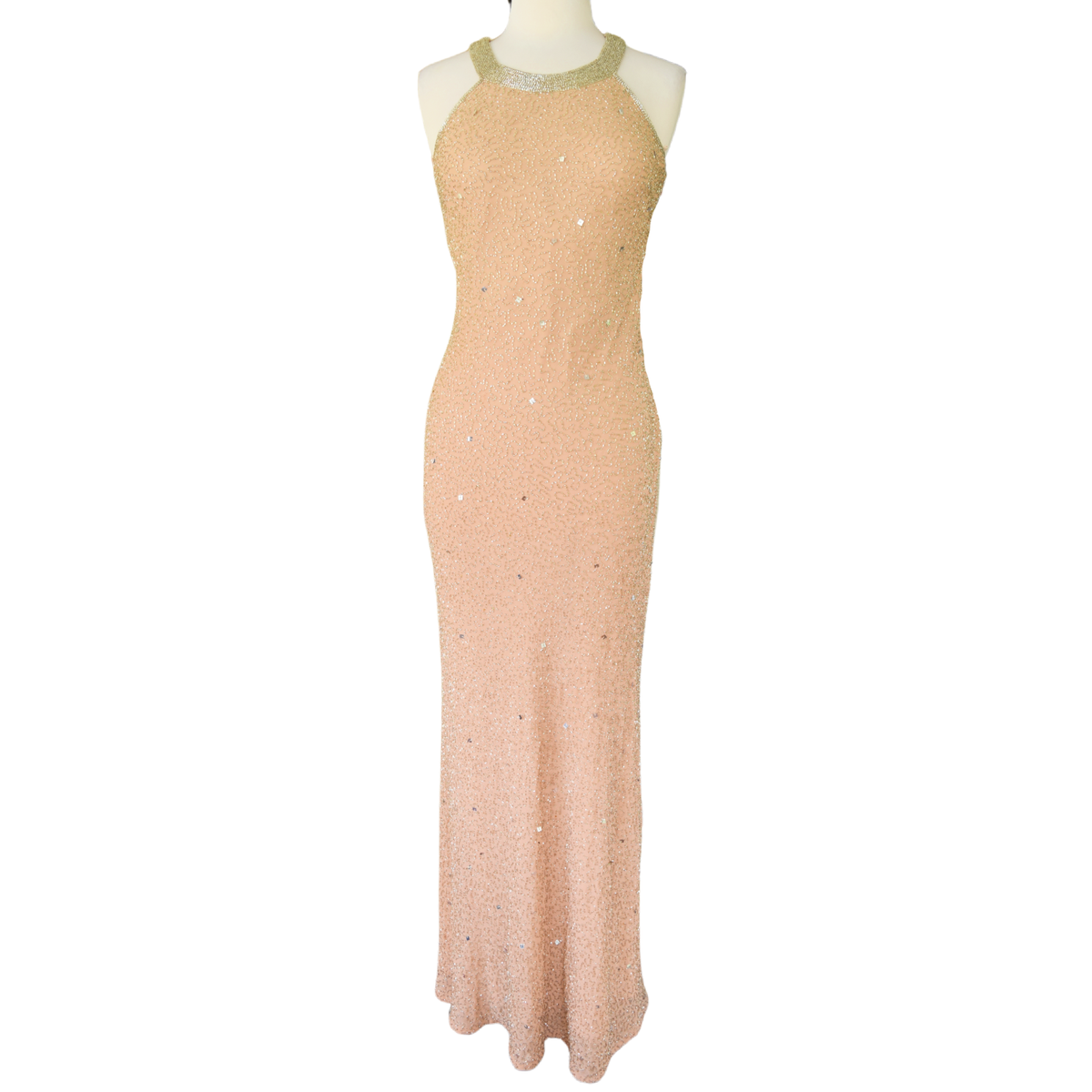 NEW Adrianna Papell Formal Dress Pink Blush Size Caviar Beaded