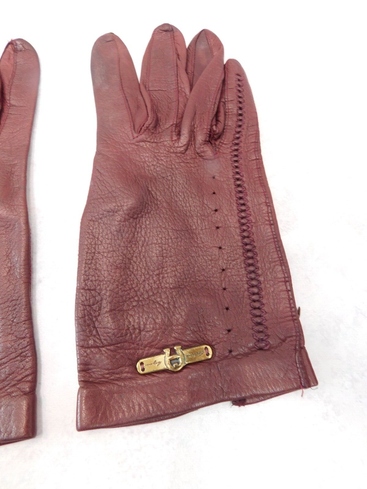 *ETIENNE AIGNER LADIES BROWN LEATHER EVERYDAY GLOVES UNLINED SIZE 6.5