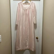 Vintage Barbizon Pink Long Sleeve Long Nightgown Medium Made In USA READ 