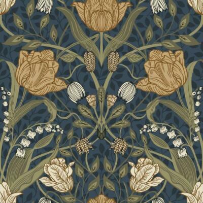 44106 - Apelviken2 Blumenmuster Tulpen blaue Galerie Tapete