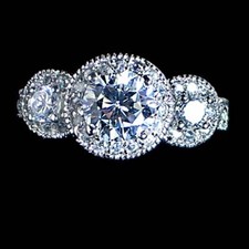  FANCY CUT  3-STONE ROUND BRILLIANT CLEAR CZ RING SZ-5 925 STERLING SILVER