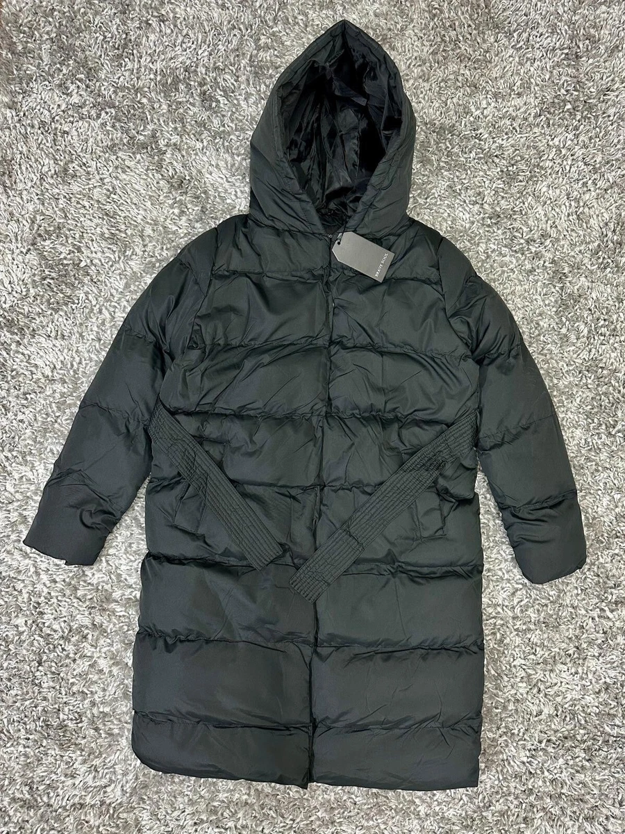 Stylish Long Black Quilted Puffer Coat 100 Polyester Women s