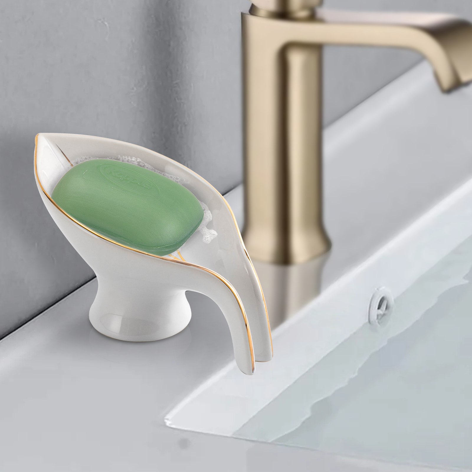 White Soap Box Ceramic Soap Dish Drain Waterfall Soap Dish Easy to