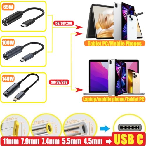 65W Laptop wall Supply Charger Converter Type C PD Power Charging Cable Adapter - Picture 10 of 22