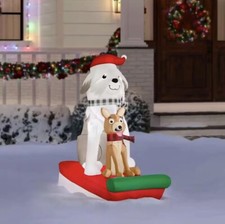Home Accents Holiday 5 Ft. LED 2 Dogs in Sleigh Airblown Inflatable Christmas