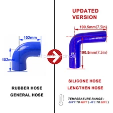 90 degree Elbow Silicone Hose Intake Pipe Tube Blue 7.50'' Length 2.0" to 2.5"ID