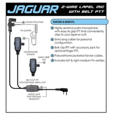 Earphone Connection JAGUAR Surveillance Earpiece for Kenwood NX TK (See List)
