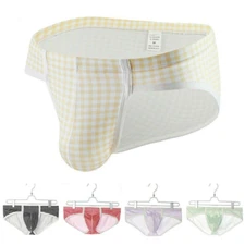 Fashionable Mens Briefs Plaid Triangle Daily Shorts Underpant Underwear