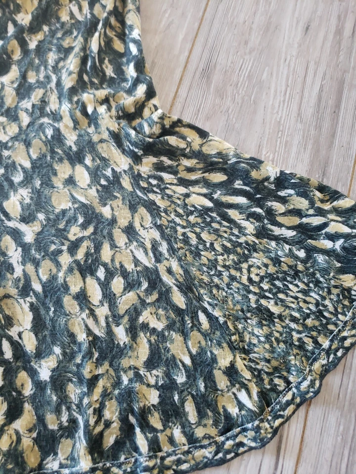 Falda midi Nic + Zoe negra tostada con estampado de plumas viscosa poliéster lino talla L Foto 3 de 4