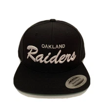 Oakland Raiders Snapback Cap Hat Black/White With Under Visor Print