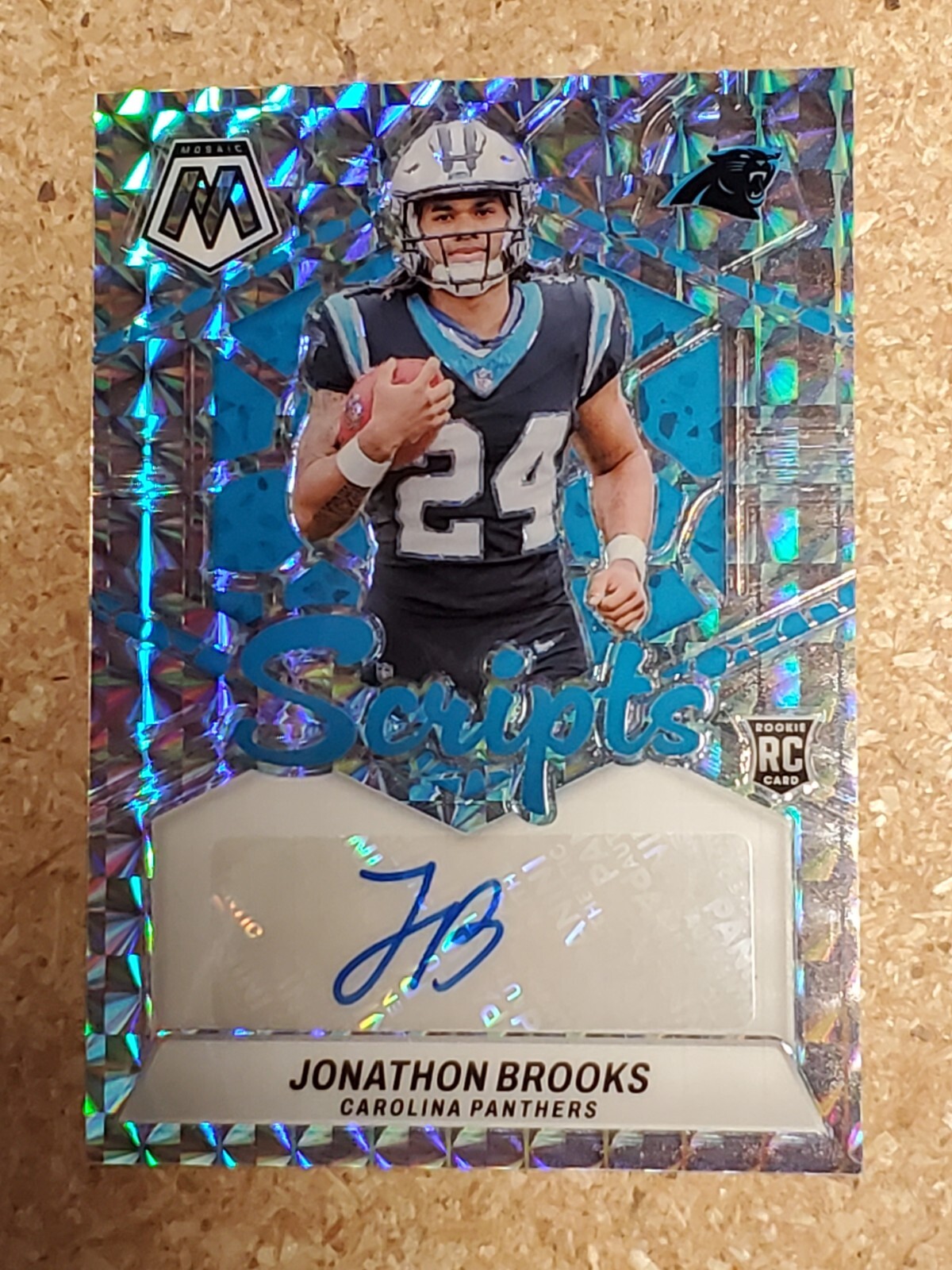 Jonathon Brooks 2024 Mosaic Scripts Rookie Auto Mosaic Prizm Parallel #RS-JBS RC