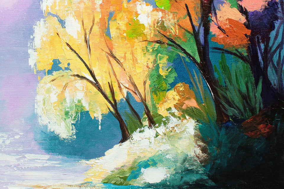 NOVAARTE Acryl Bild Gemälde Bäume Abstrakte Malerei Kunst Modern Fluss ORIGINAL - Bild 2 von 4