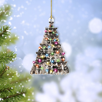 Miniature Schnauzer Dog Christmas Tree Ornament, Schnauzer Dog Xmas Ornament