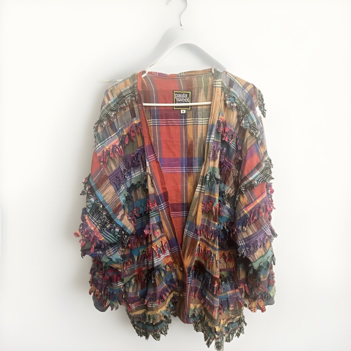 Paula Sweet Jacket Womens Size S/ 4 Multi Color Plaid Muslin Mink 