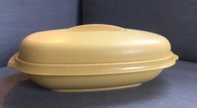 Vintage Tupperware Serving Dish, Mustard Color
