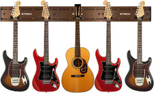 Guitar Wall Mount Hangers for Multiple Guitars, Holds 5 Guitars, Walnut Wood Gra