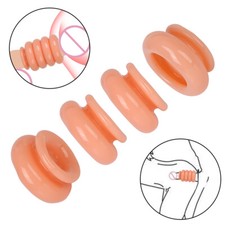 Penis Extender Enlarger Sleeve Ring Reusable Delay Ejaculation for Men 4 Ring