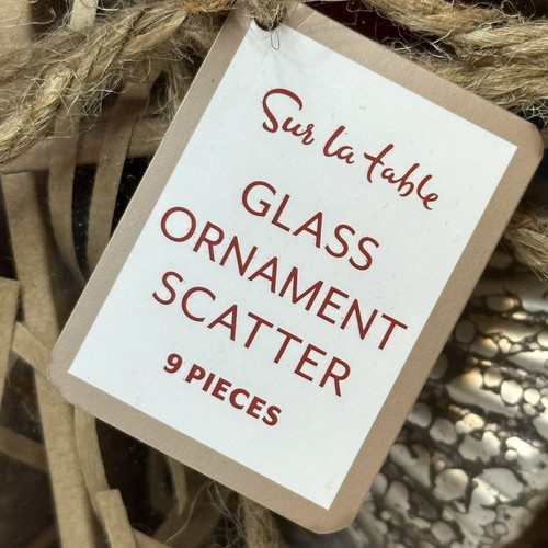 SUR la TABLE Christmas Glass Ornaments Scatter S9 Vintage Set Of 9 Gray Red - Picture 12 of 14