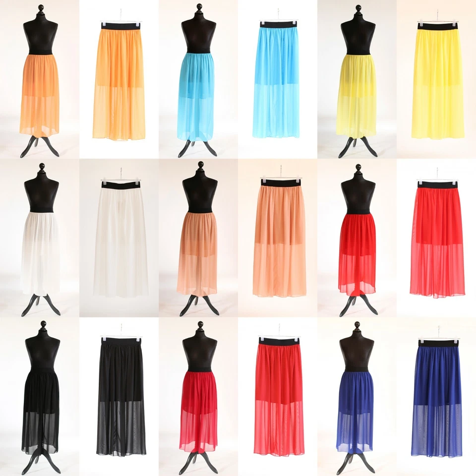 Chiffon Rock chiffon soft Sommerrock Lang Rock Strandrock Maxirock Neu De - Bild 2 von 2