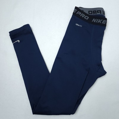 Nike Pro Compression Pants Adult M Navy Blue Fitness Athleisure Base Layer
