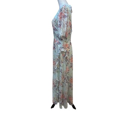 chinese dress ladies Brown Floral Embroidered Dress  Sweetheart Neckline Maxi
