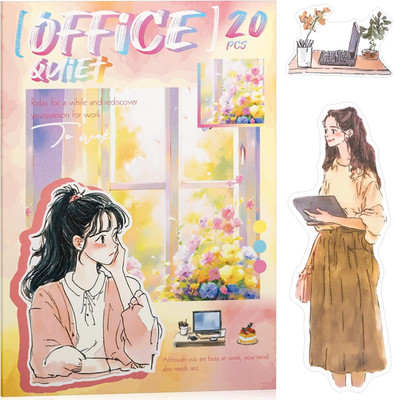 Quiet Office Aufkleber Scrapbooking Zubehör Für Junk Journal, 20 Blätter Pet-Auf