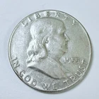 1955 Franklin Half Dollar — 90% Silver — Circulated Coin #5217