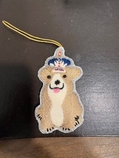 Corgi with Crown Embroidered Christmas Tree Ornament Decoration - UK Ornament