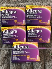 Lot Of 5 Allegra Allergy Relief Tablets Indoor/Outdoor, 24-Hour 40 Ct Exp 12/27